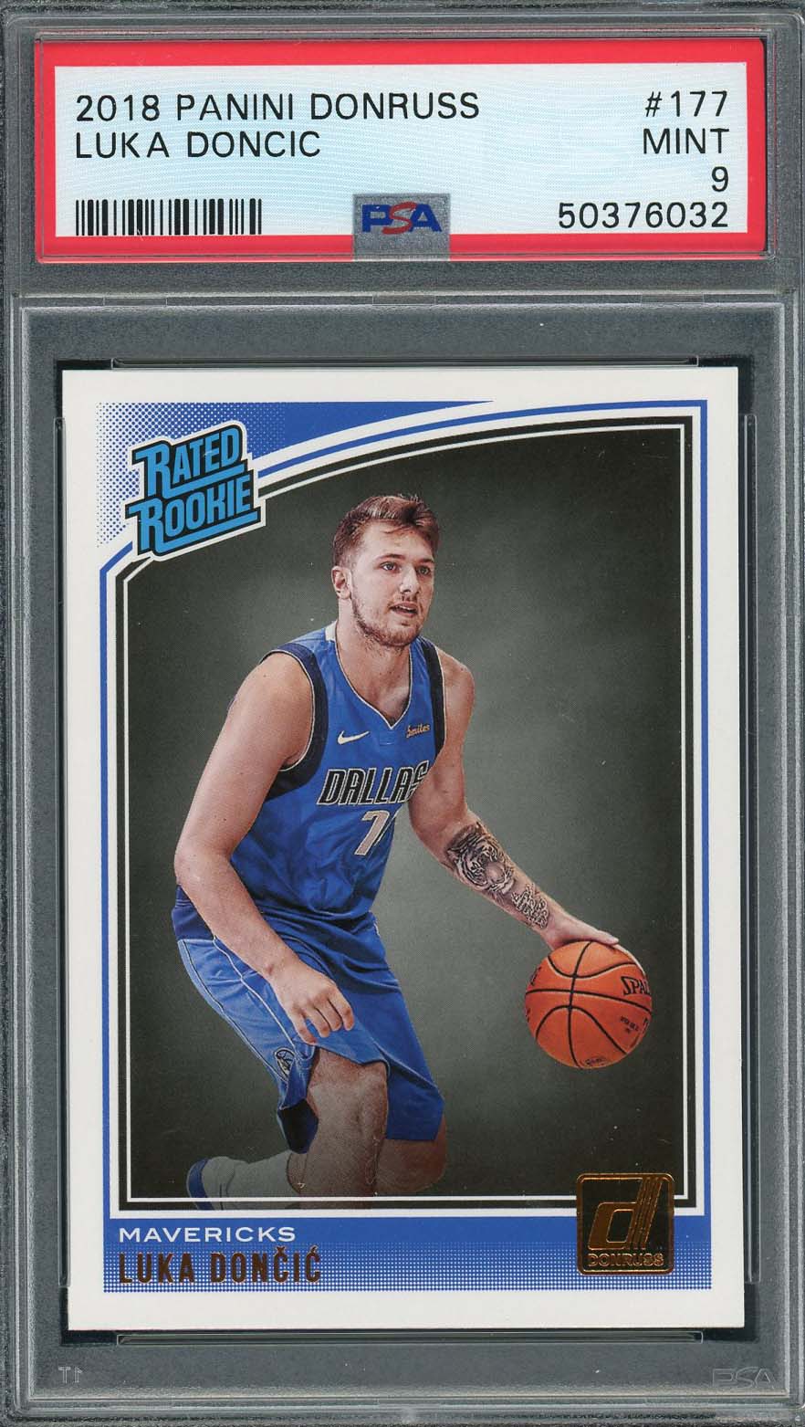 Luka Doncic 2018 Panini Donruss Basketball Rookie Card RC #177 Graded PSA 9 MINT