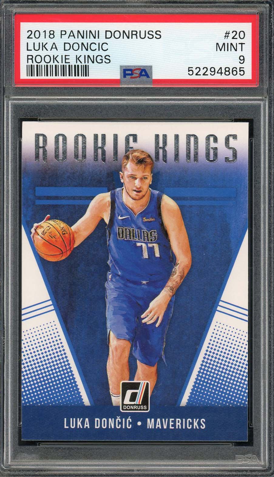 Luka Doncic 2018 Panini Donruss Rookie Kings Basketball Rookie Card RC #20 PSA 9 Luka Doncic 2018 Panini Donruss Rookie Kings Basketball Rookie Card RC #20 PSA 9