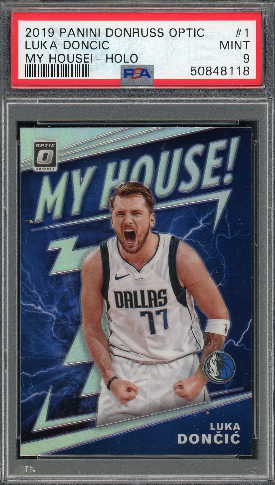 Luka Doncic 2019 Panini Donruss Optic My House! Hologram Card #1 PSA 9 Luka Doncic 2019 Panini Donruss Optic My House! Hologram Card #1 PSA 9