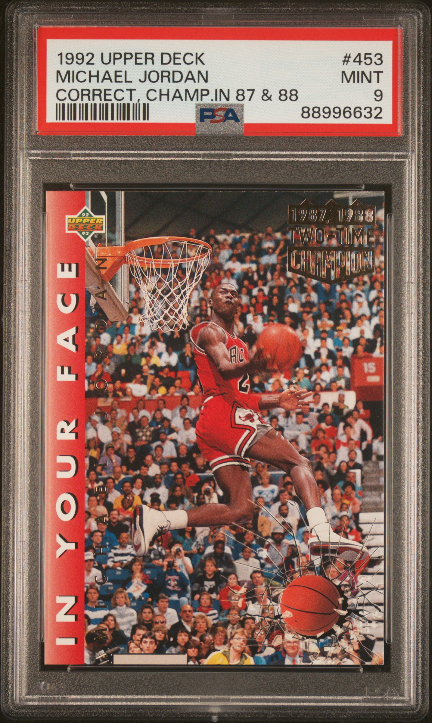 Michael Jordan 1992 Upper Deck Champ 1987 & 1988 Card #453 Graded PSA 9 Michael Jordan 1992 Upper Deck Champ 1987 & 1988 Card #453 Graded PSA 9