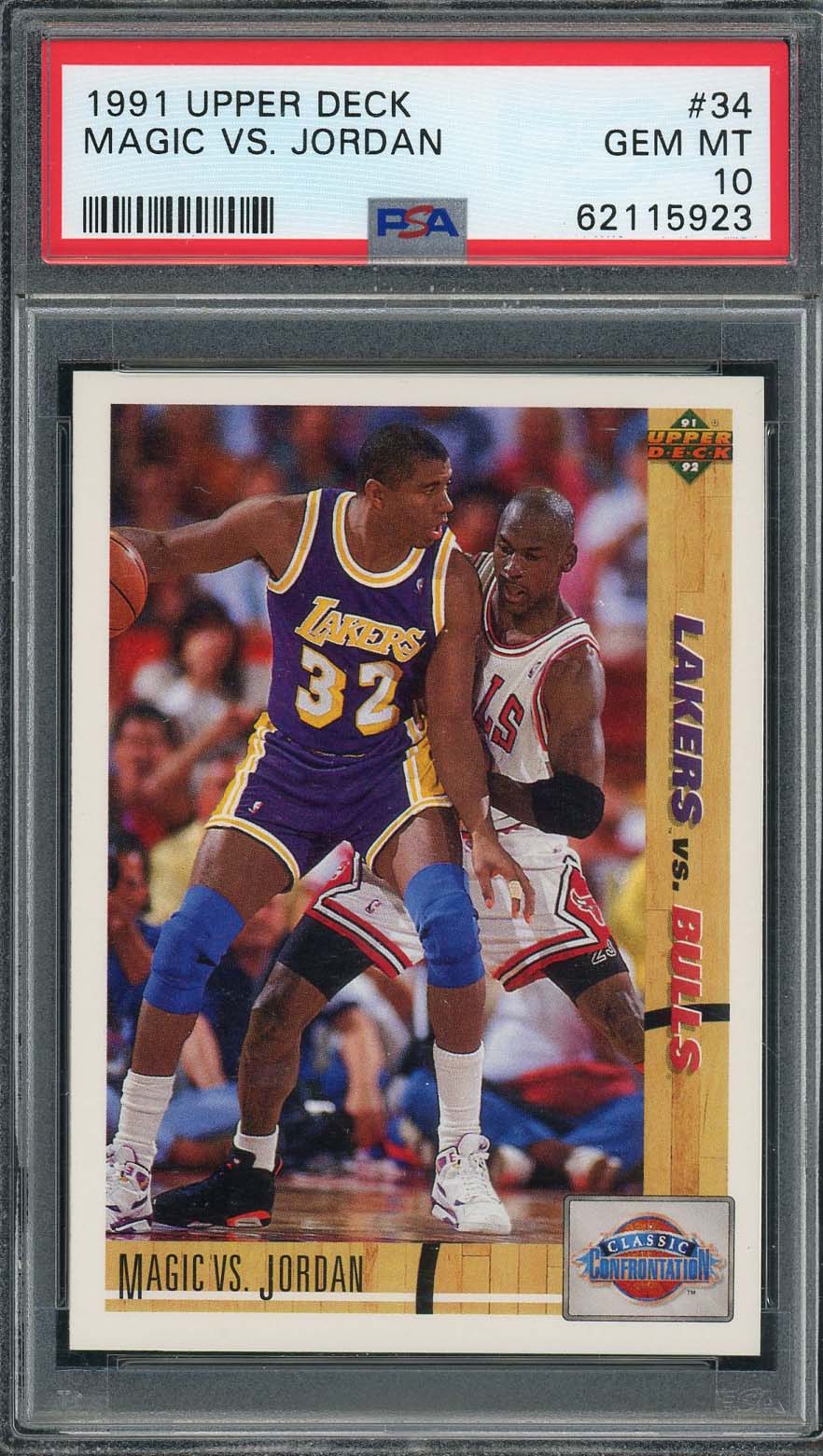 Michael Jordan Magic Johnson 1991 Upper Deck Basketball Card #34 Graded PSA 10 Michael Jordan Magic Johnson 1991 Upper Deck Basketball Card #34 Graded PSA 10