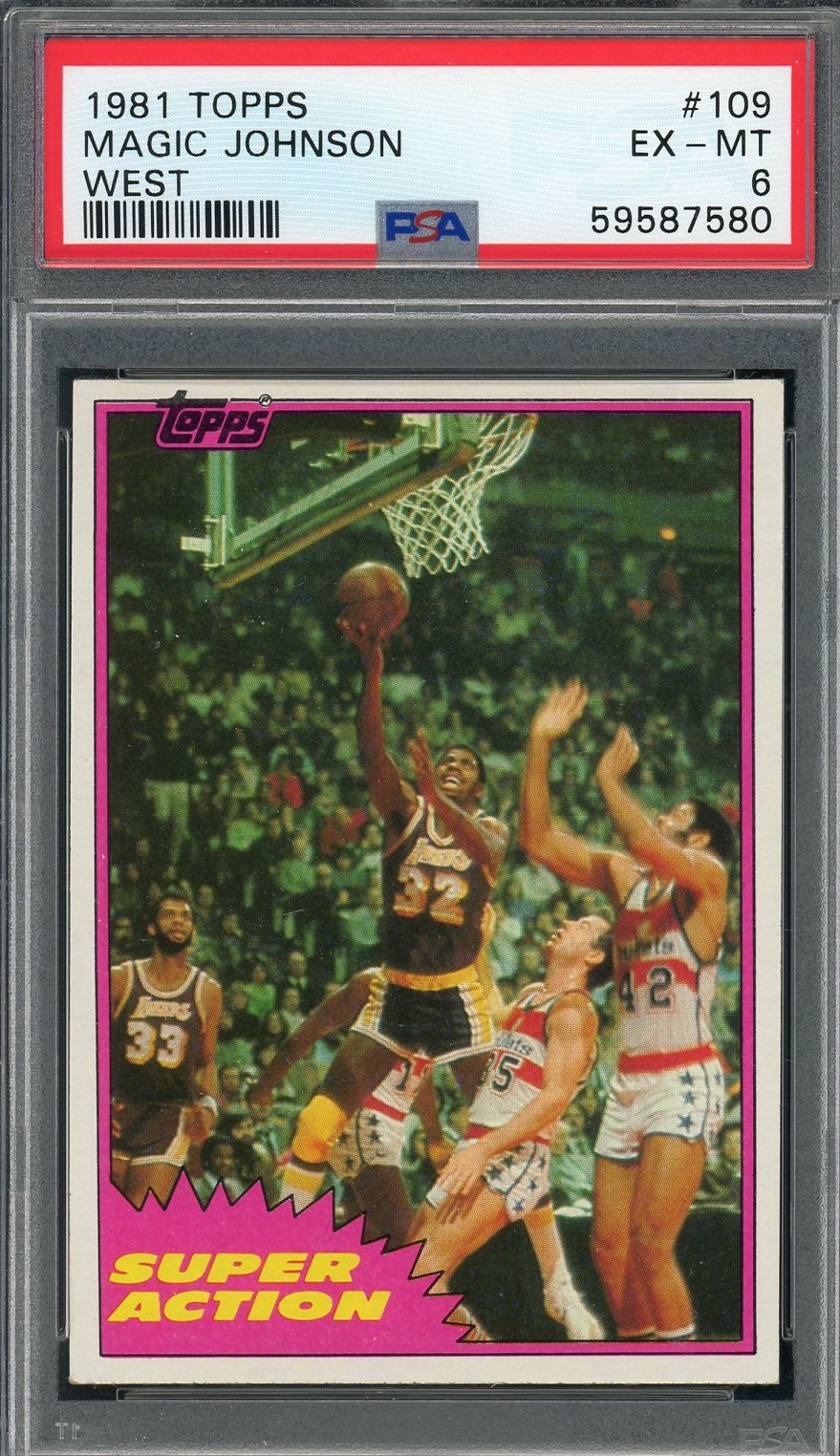 Magic Johnson 1981 Topps West Basketball Card #109 Graded PSA 6