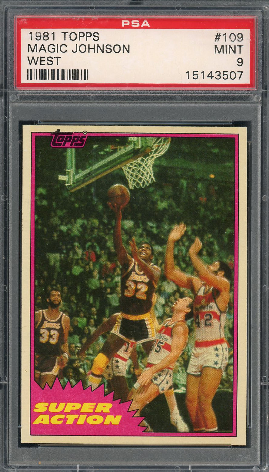 Magic Johnson 1981 Topps West Basketball Card #109 Graded PSA 9 MINT