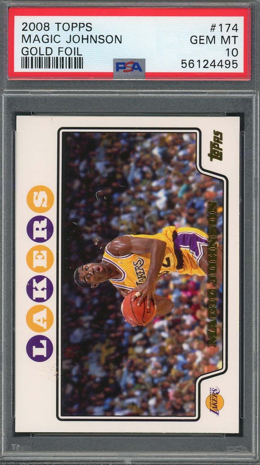 Magic Johnson 2008 Topps Gold Foil Basketball Card #174 Graded PSA 10 Magic Johnson 2008 Topps Gold Foil Basketball Card #174 Graded PSA 10