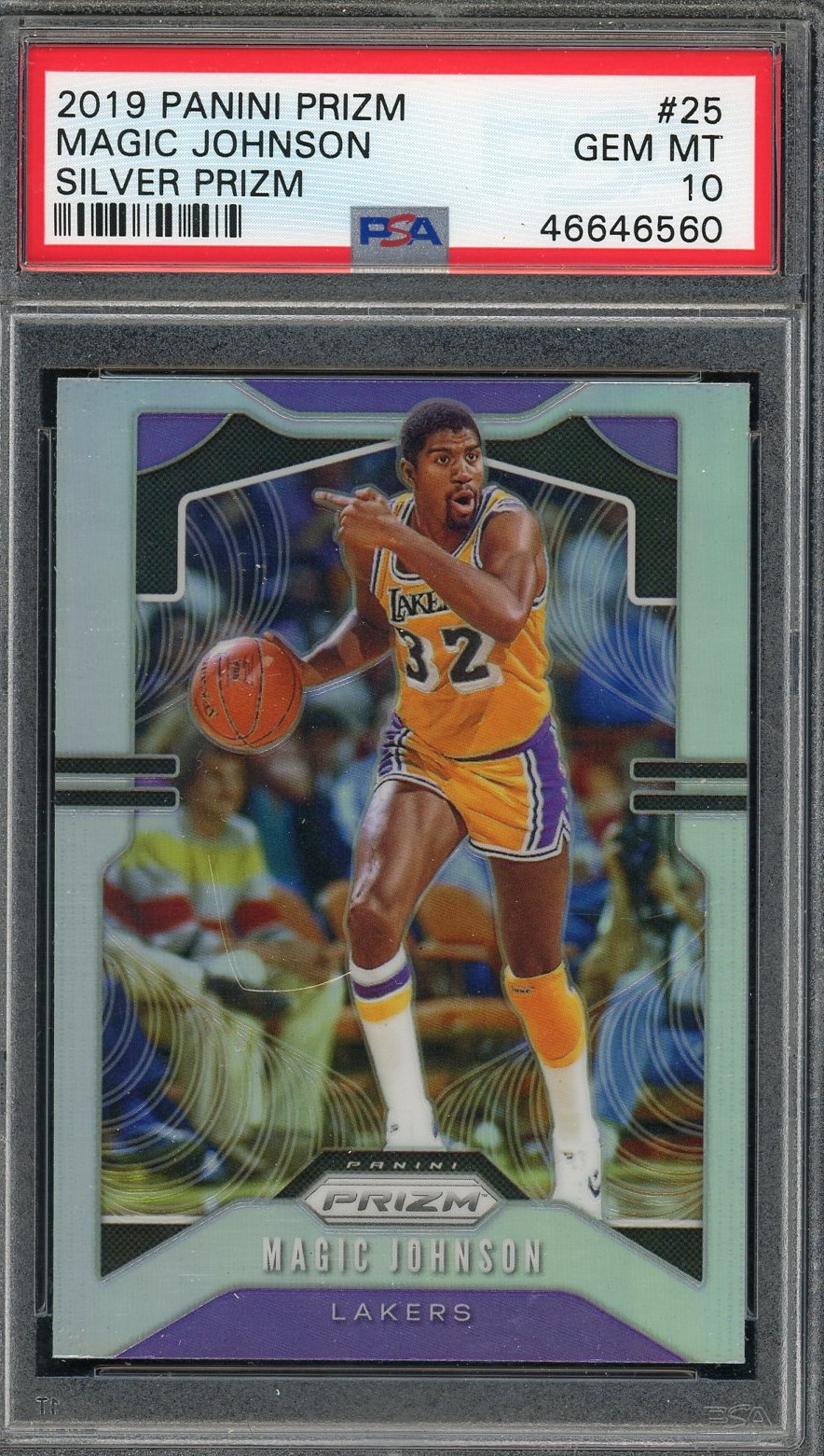 Magic Johnson 2019 Panini Silver Prizm Basketball Card #25 Graded PSA 10