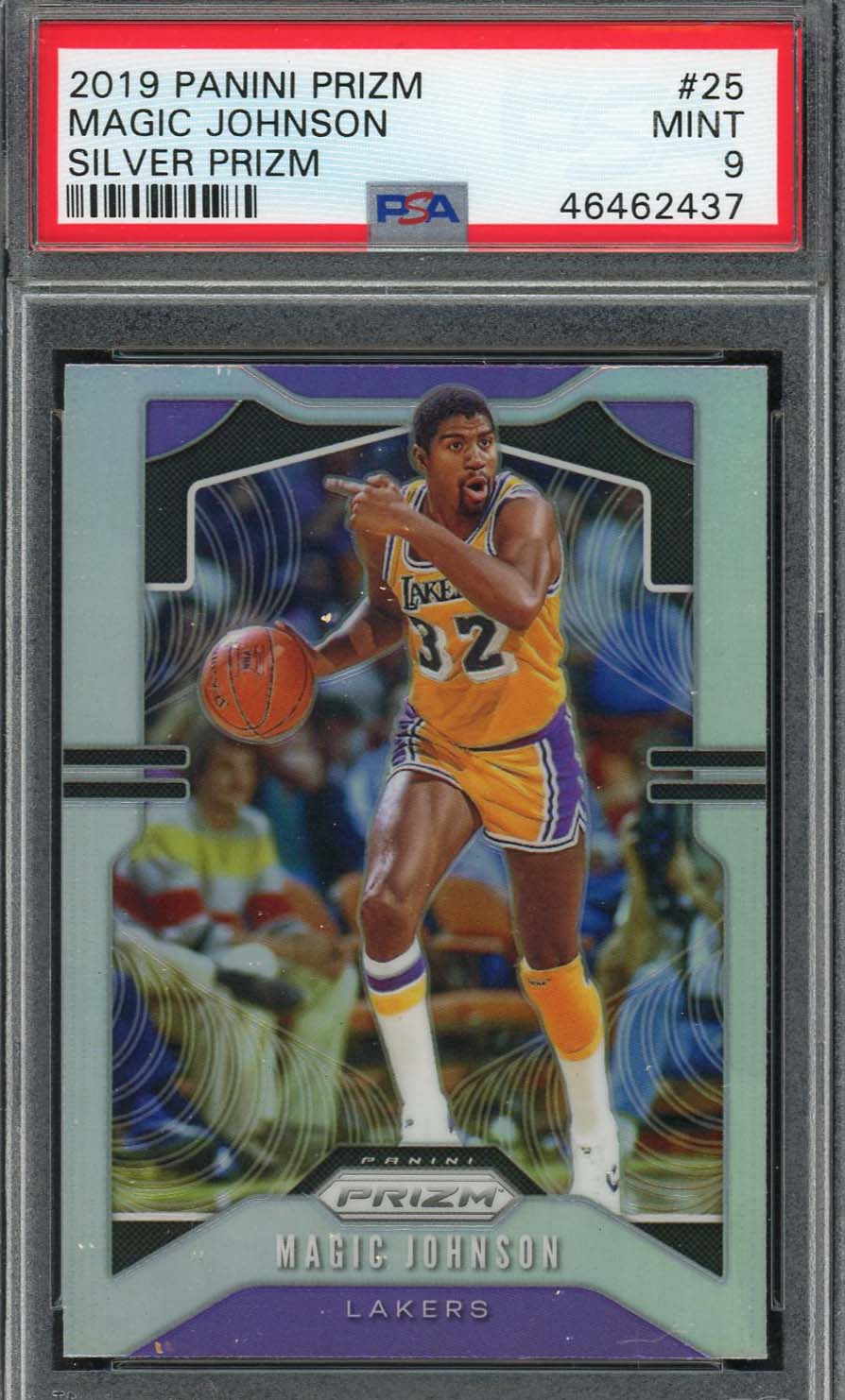 Magic Johnson 2019 Panini Silver Prizm Basketball Card #25 Graded PSA 9 MINT