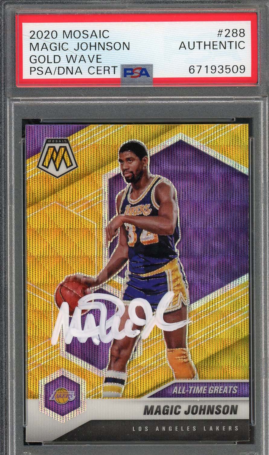 Magic Johnson Autographed 2020 Panini Mosaic Gold Wave Signed Card #288 Auto PSA Magic Johnson Autographed 2020 Panini Mosaic Gold Wave Signed Card #288 Auto PSA