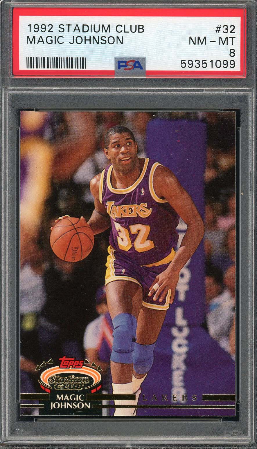 Magic Johnson 1992 Topps Stadium Club Basketball Card #32 Graded PSA 8 Magic Johnson 1992 Topps Stadium Club Basketball Card #32 Graded PSA 8