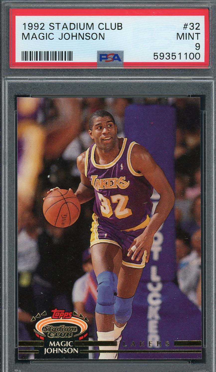 Magic Johnson 1992 Topps Stadium Club Basketball Card #32 Graded PSA 9 Magic Johnson 1992 Topps Stadium Club Basketball Card #32 Graded PSA 9
