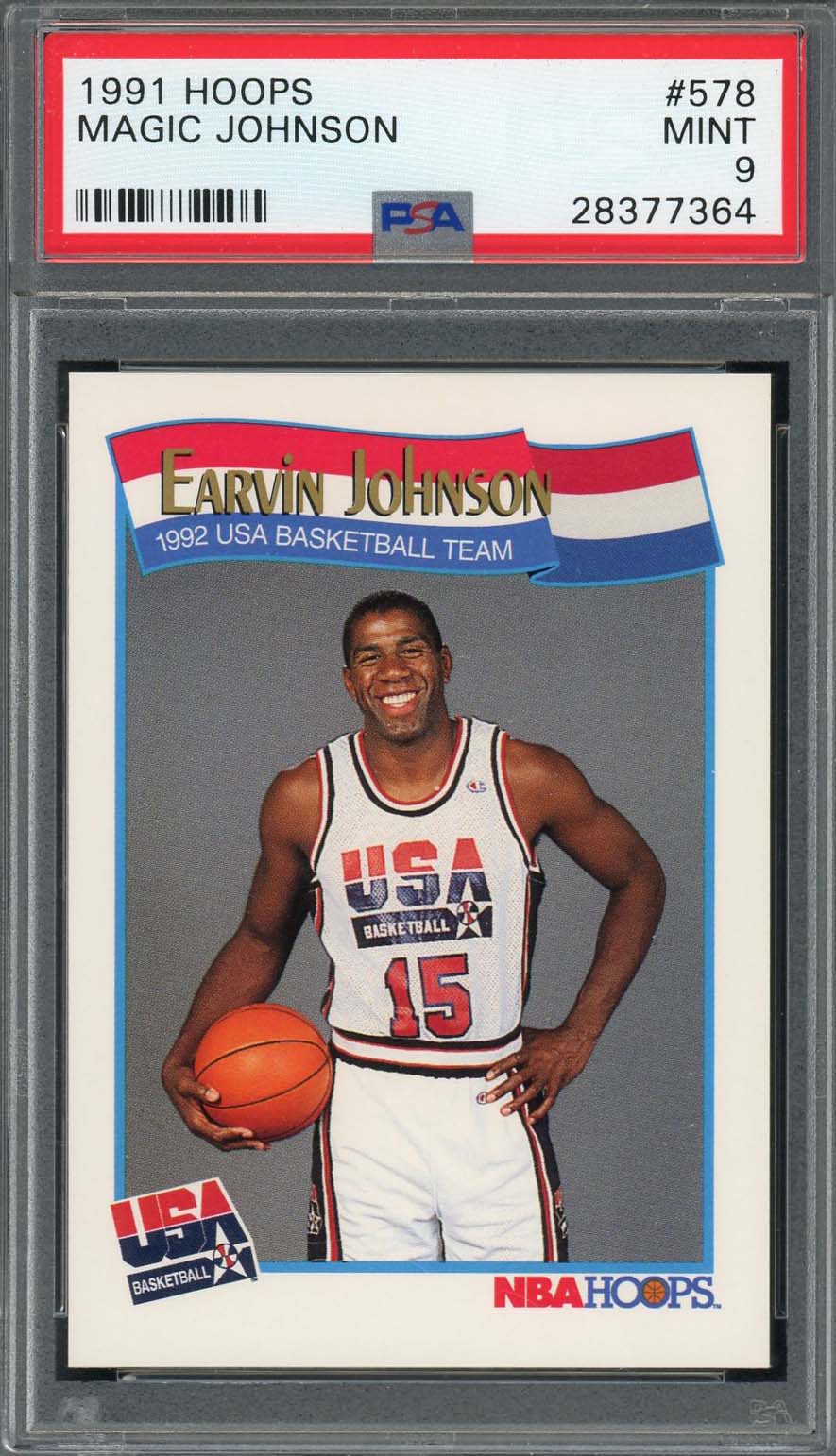 Magic Johnson USA 1991 Hoops Basketball Card #578 Graded PSA 9 MINT