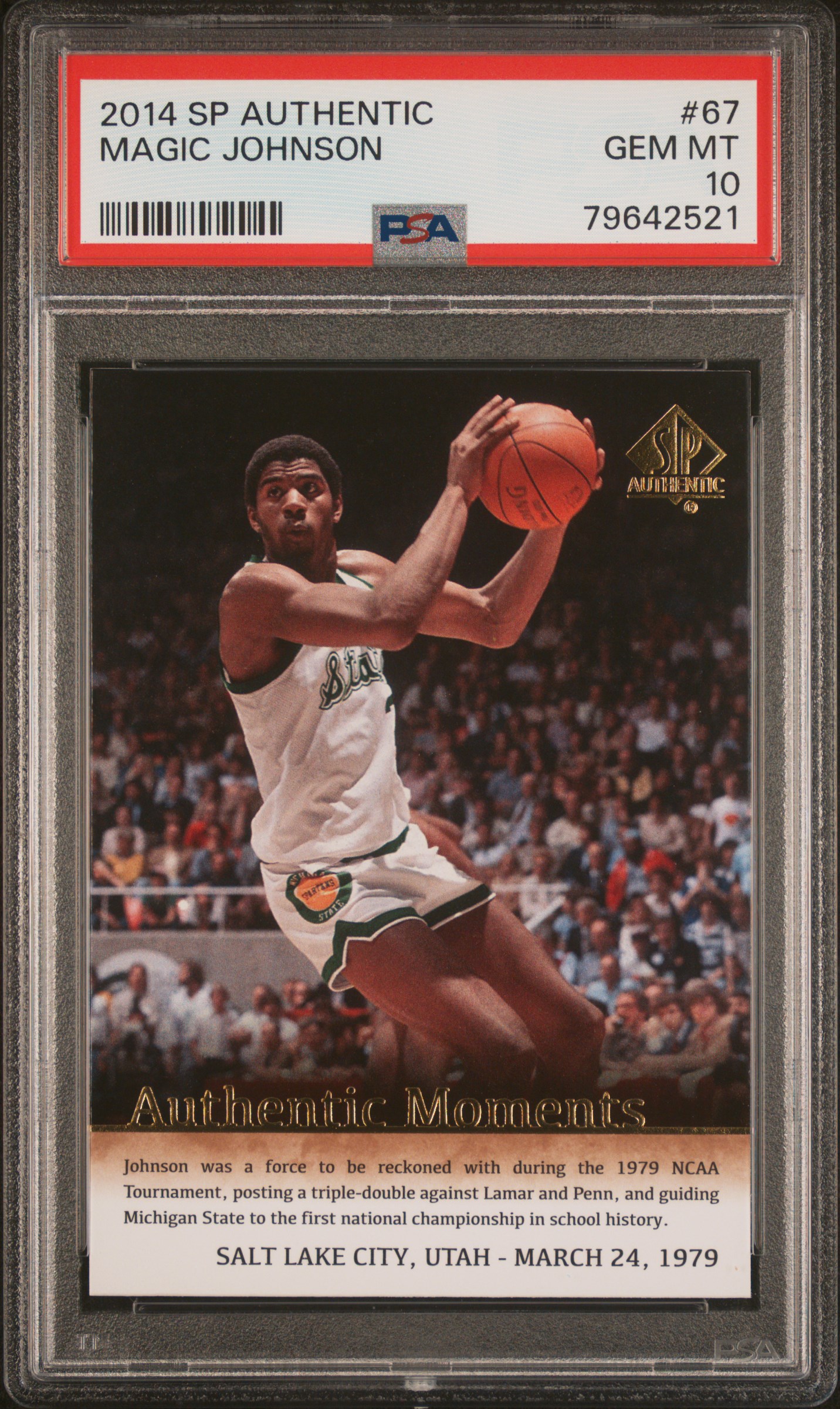 Magic Johnson 2014 Upper Deck SP Authentic Basketball Card #67 Graded PSA 10