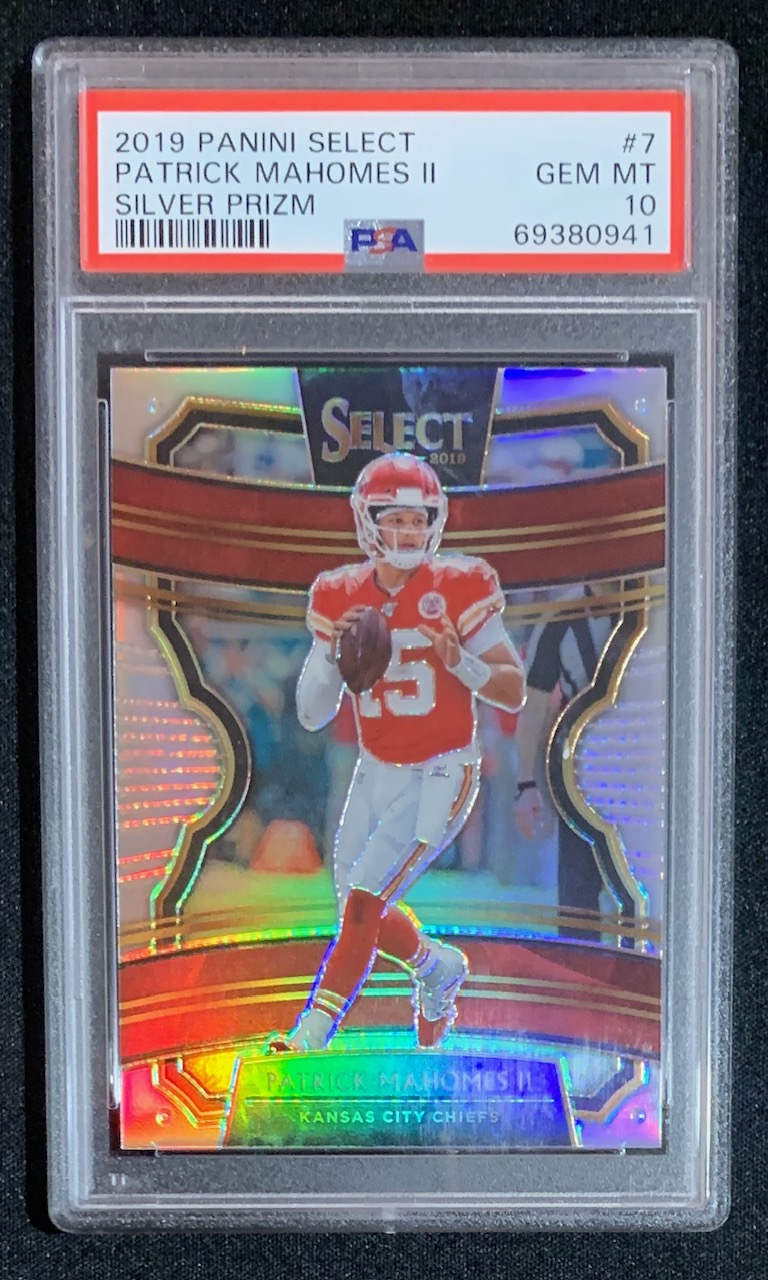 Patrick Mahomes 2019 Panini Select Silver Prizm Football Card #7 Graded PSA 10