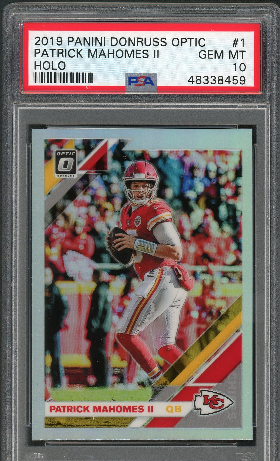 Patrick Mahomes 2019 Panini Donruss Optic Holo Prizm Card #1 Graded PSA 10