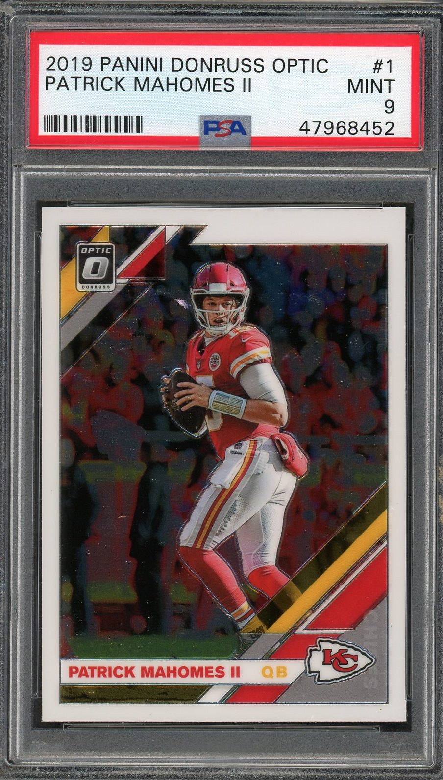 Patrick Mahomes 2019 Panini Donruss Optic Football Card #1 Graded PSA 9 MINT