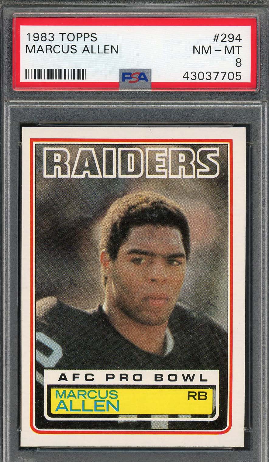 Marcus Allen 1983 Topps Football Rookie Card RC #294 Graded PSA 8