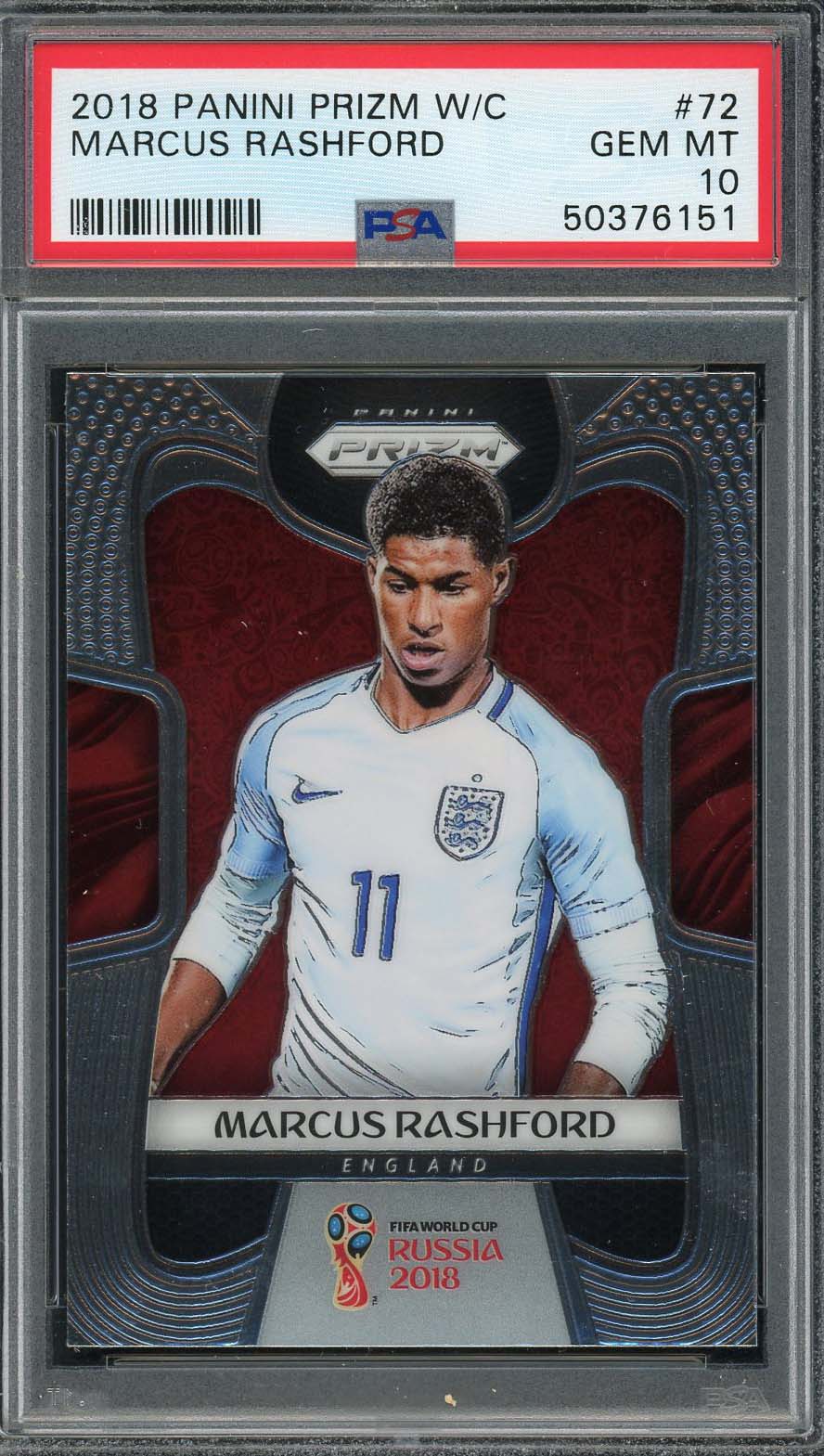 Marcus Rashford 2018 Panini Prizm World Cup Soccer Card #72 Graded PSA 10 Marcus Rashford 2018 Panini Prizm World Cup Soccer Card #72 Graded PSA 10