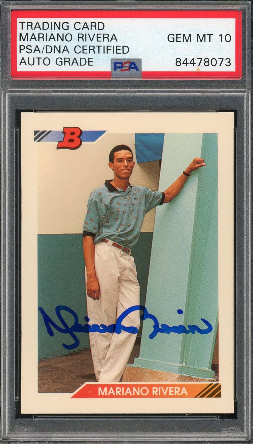 Mariano Rivera Autographed 1992 Bowman Signed Rookie Card #302 PSA DNA 10 Mariano Rivera Autographed 1992 Bowman Signed Rookie Card #302 PSA DNA 10