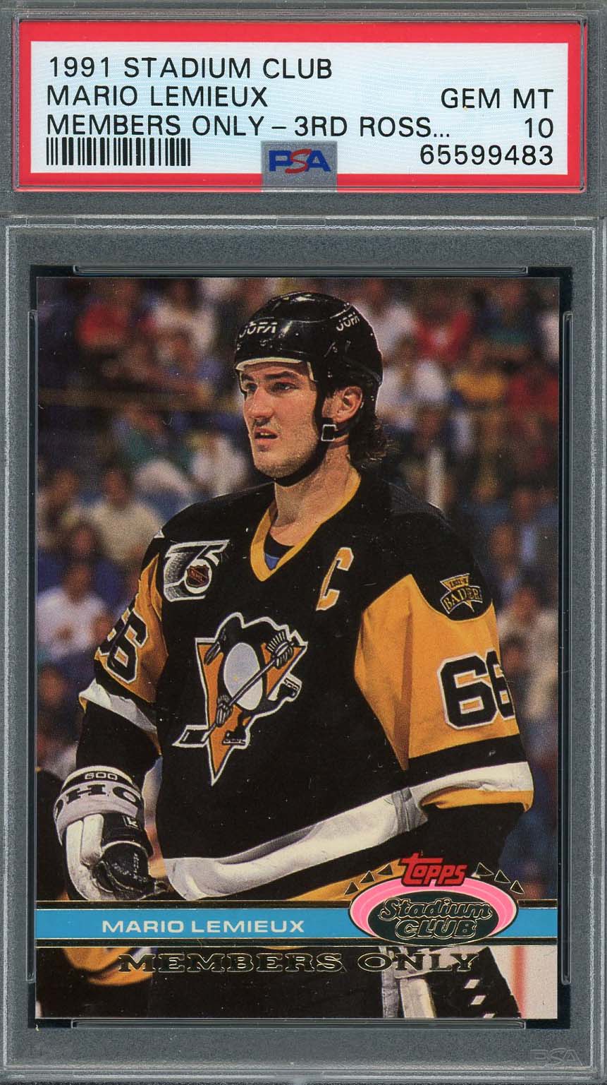 Mario Lemieux 1991 Topps Stadium Club Members Only Hockey Card Graded PSA 10 Mario Lemieux 1991 Topps Stadium Club Members Only Hockey Card Graded PSA 10