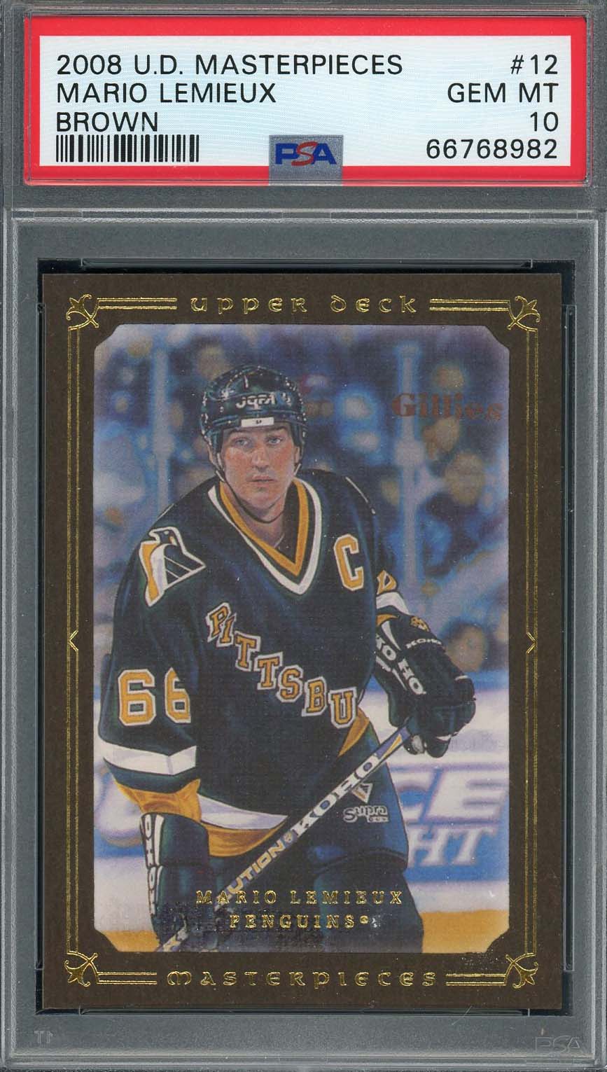 Mario Lemieux 2008 Upper Deck Masterpieces Brown Hockey Card #12 Graded PSA 10 Mario Lemieux 2008 Upper Deck Masterpieces Brown Hockey Card #12 Graded PSA 10