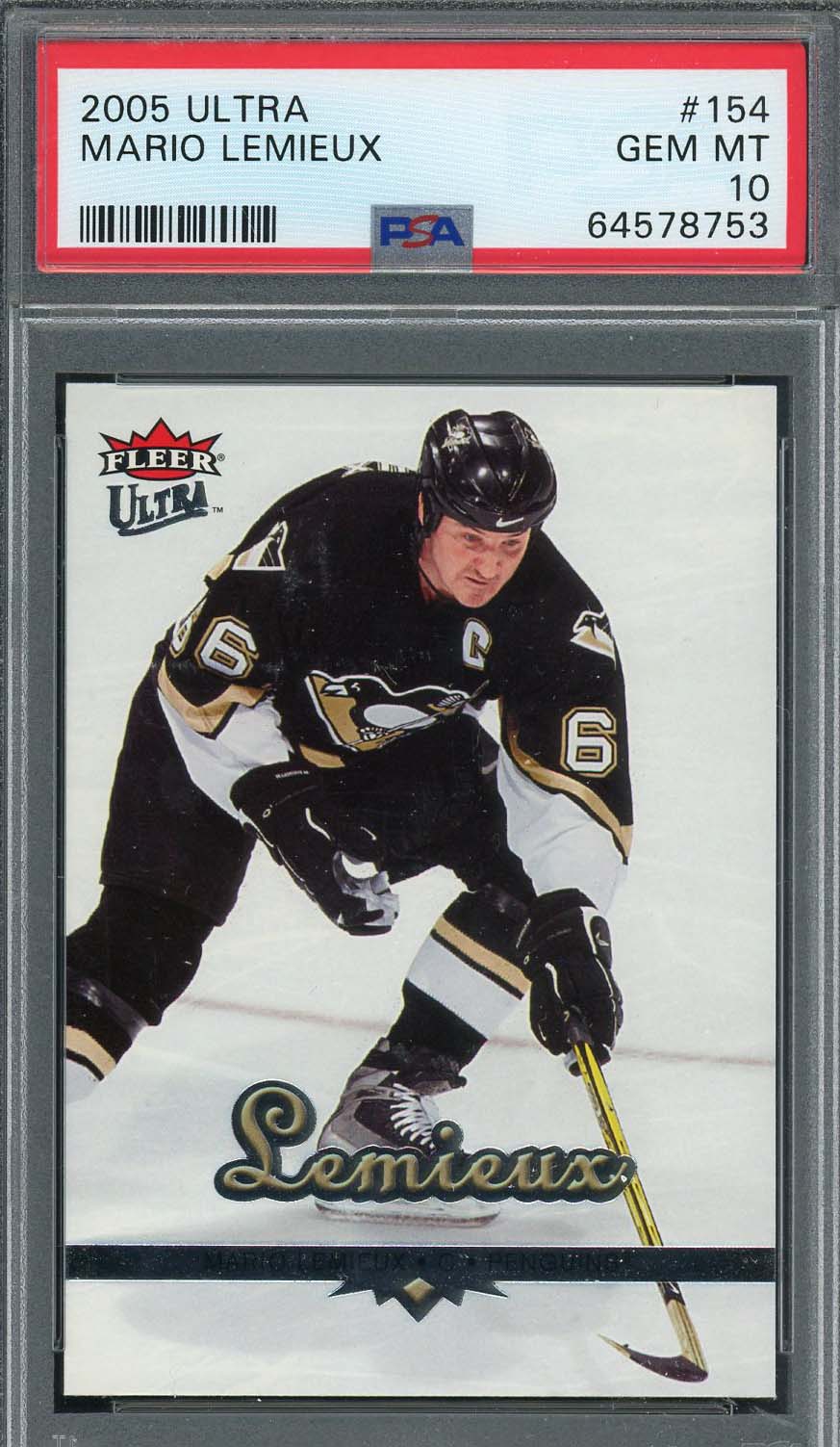 Mario Lemieux 2005 Fleer Ultra Hockey Card #154 Graded PSA 10 Mario Lemieux 2005 Fleer Ultra Hockey Card #154 Graded PSA 10