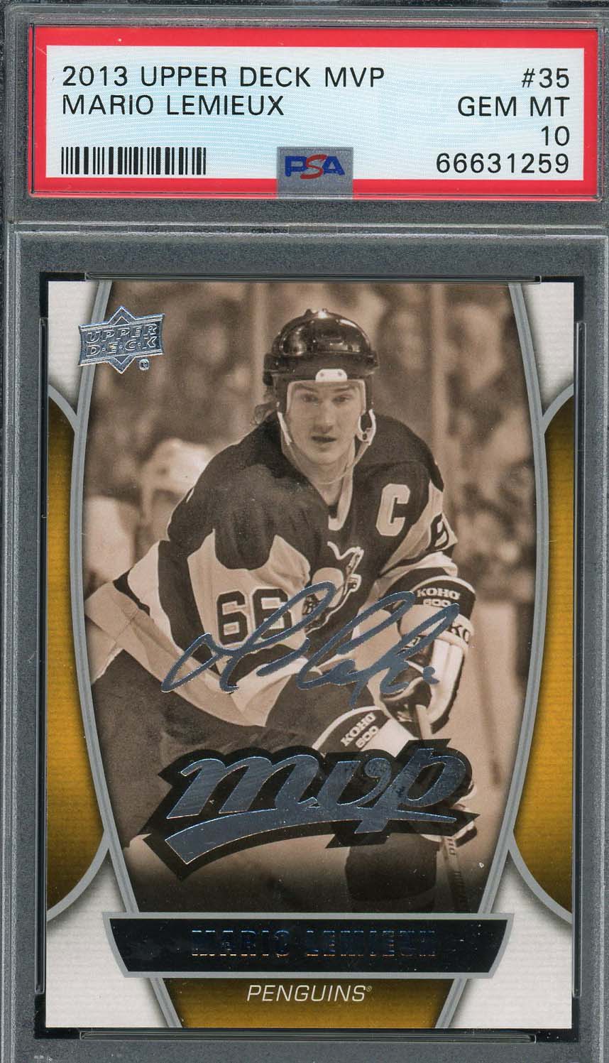 Mario Lemiuex 2013 Upper Deck MVP Hockey Card #35 Graded PSA 10 Mario Lemiuex 2013 Upper Deck MVP Hockey Card #35 Graded PSA 10