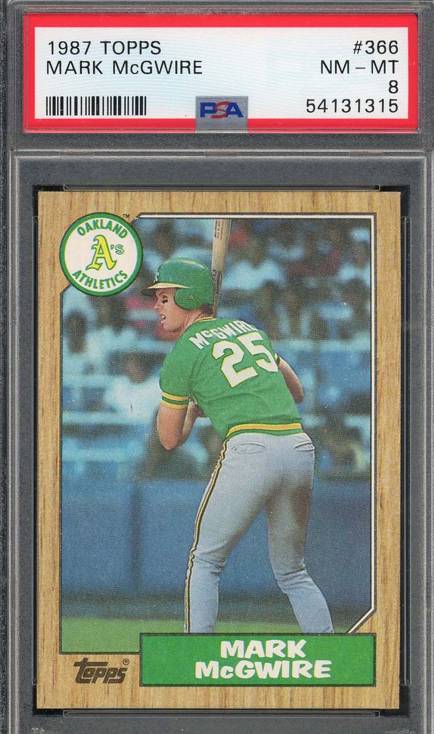 Mark McGwire 1987 Topps Baseball Rookie Card RC #366 Graded PSA 8