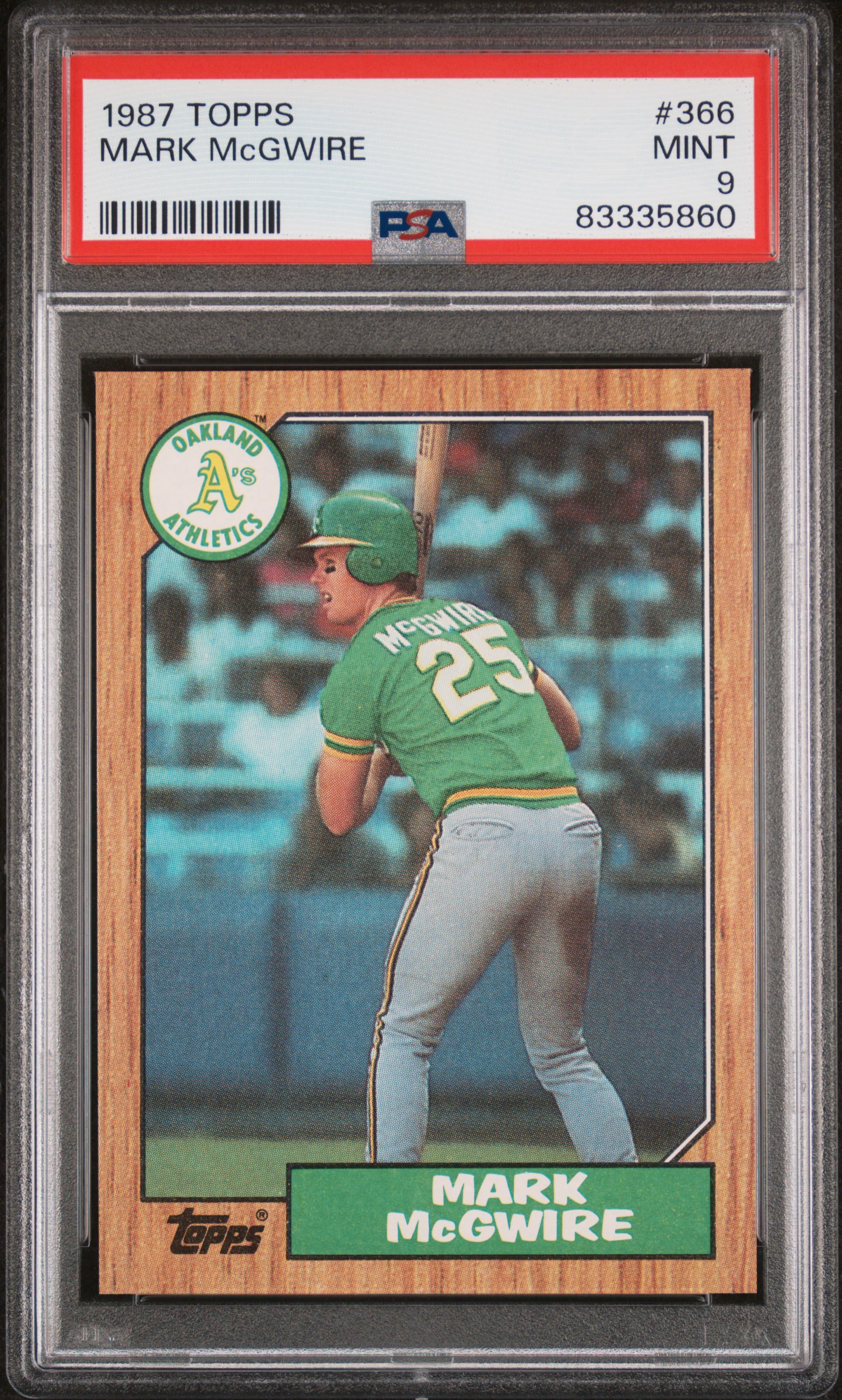 Mark McGwire 1987 Topps Baseball Rookie Card #366 Graded PSA 9