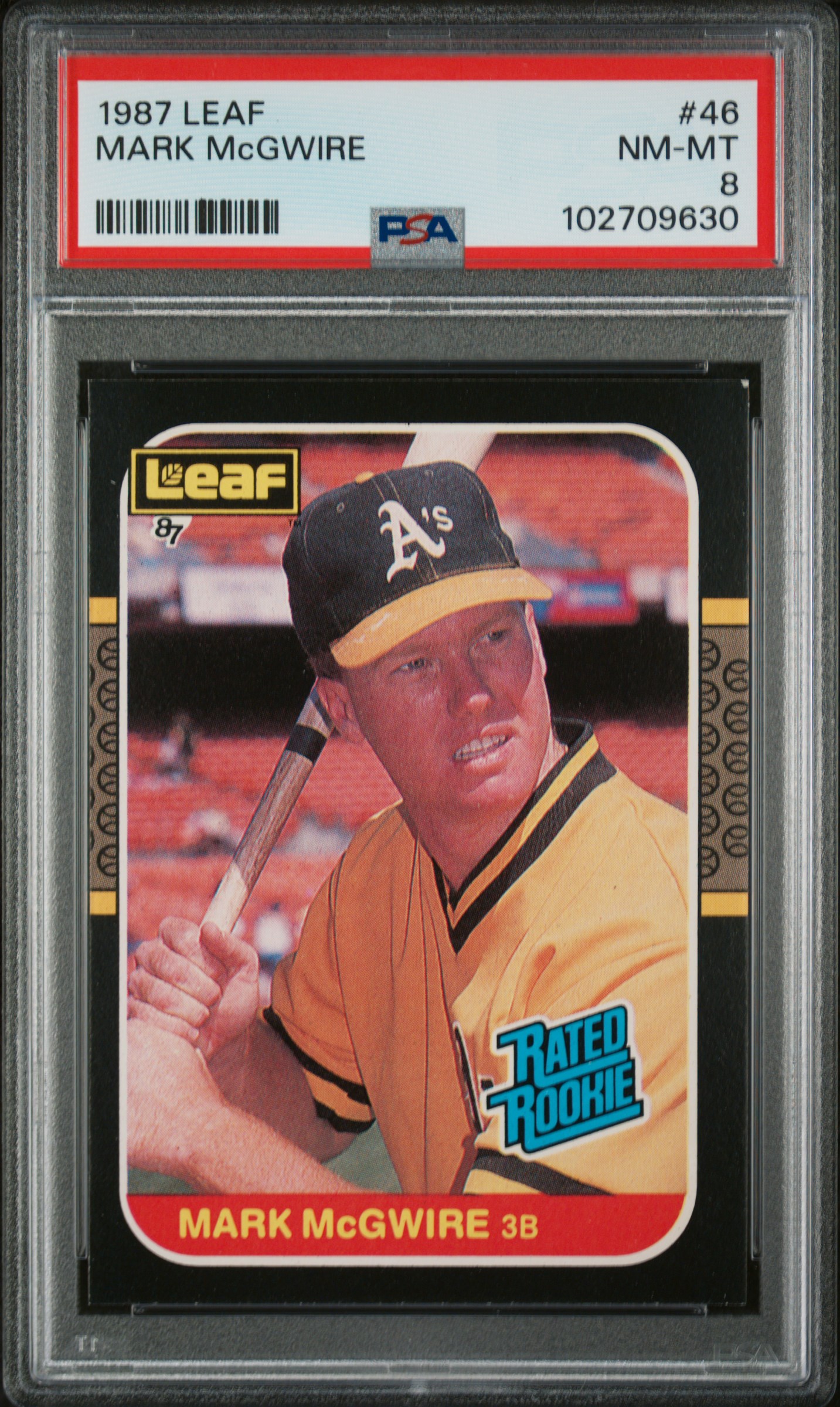 Mark McGwire 1987 Leaf Baseball Rookie Card #46 Graded PSA 8