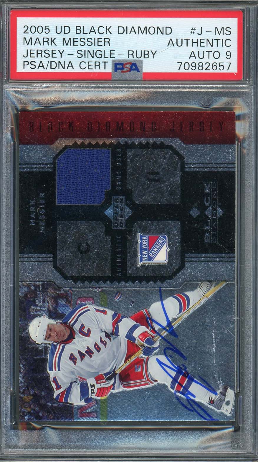 Mark Messier 2005 Upper Deck Signed Game Used Jersey Patch Card #J-MS Auto PSA 9