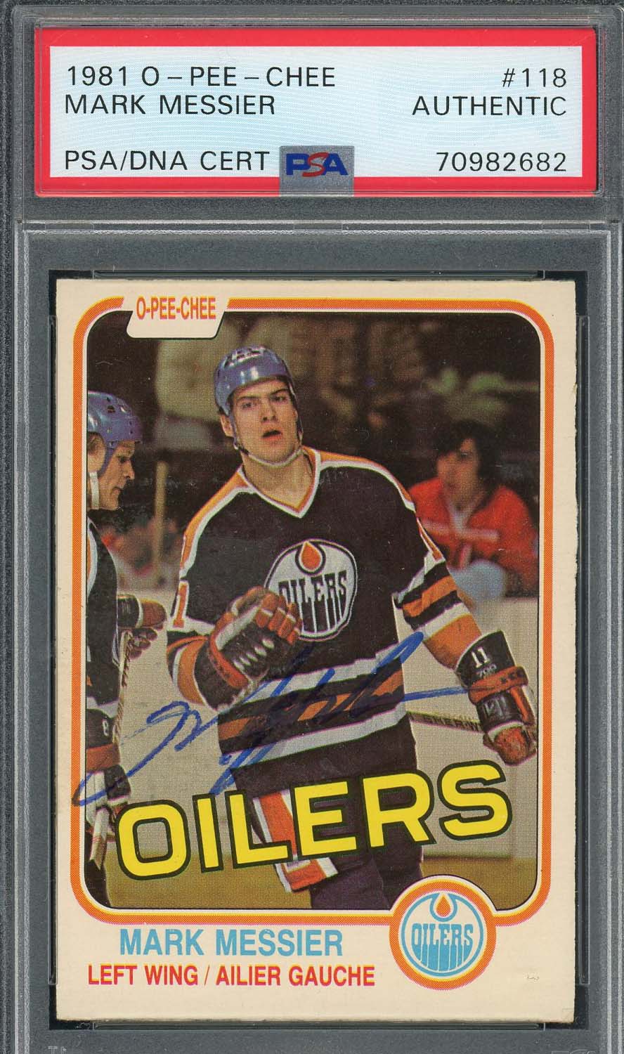 Mark Messier 1981 O-Pee-Chee Signed Hockey Card #118 Auto PSA 70982682