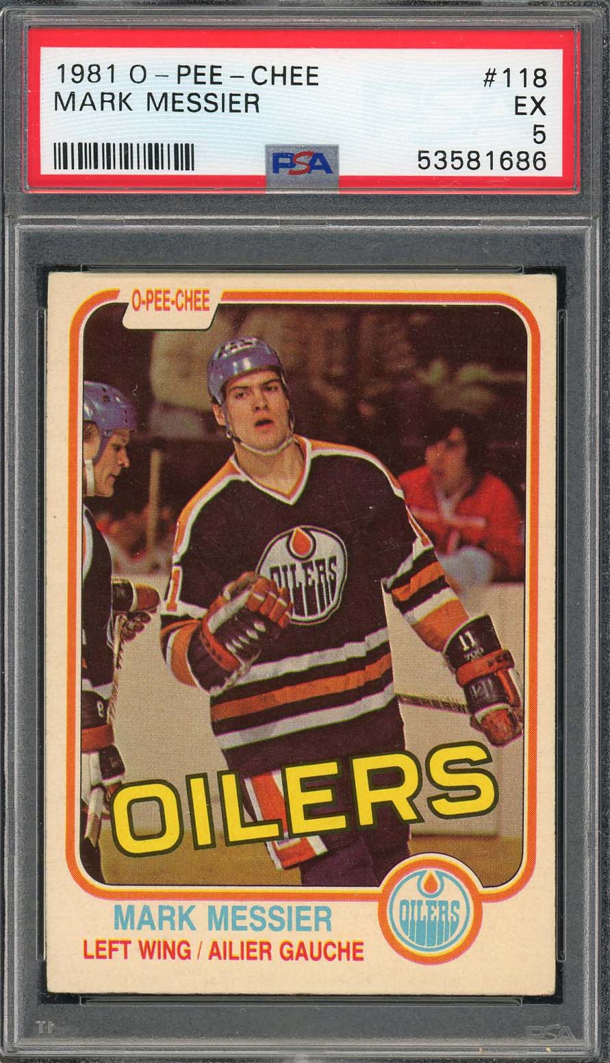 Mark Messier 1981 O-Pee-Chee Hockey Card #118 Graded PSA 5 Mark Messier 1981 O-Pee-Chee Hockey Card #118 Graded PSA 5