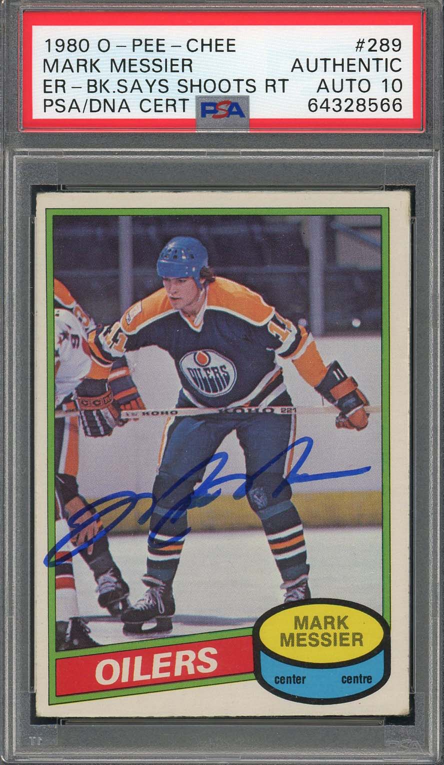 Mark Messier Autographed 1980 O-Pee-Chee Signed Rookie Card #289 RC PSA DNA 10 H