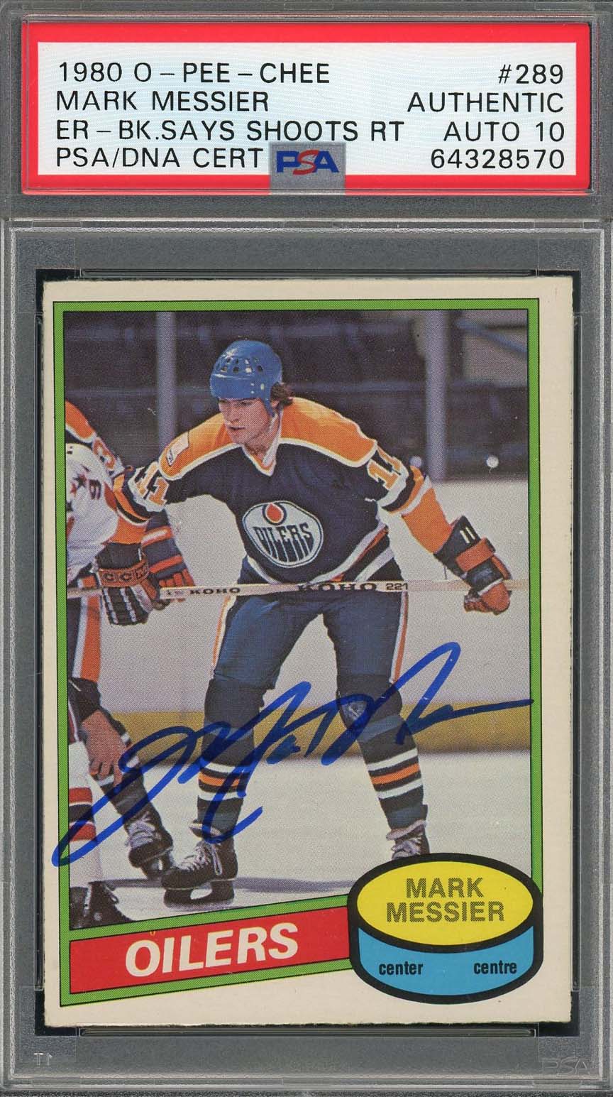 Mark Messier Autographed 1980 O-Pee-Chee Signed Rookie Card #289 RC PSA DNA 10 I