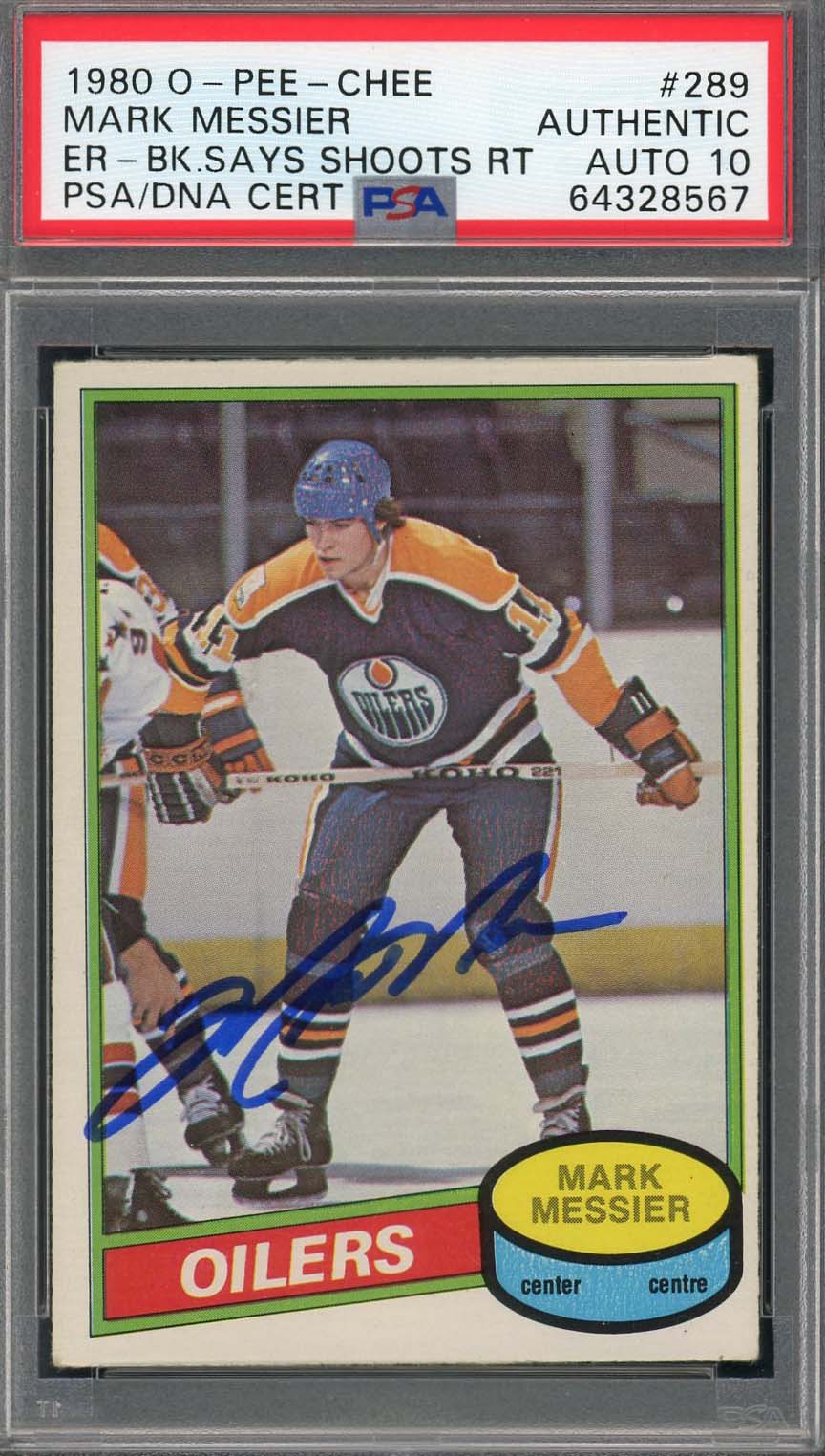 Mark Messier Autographed 1980 O-Pee-Chee Signed Rookie Card #289 RC PSA DNA 10 K
