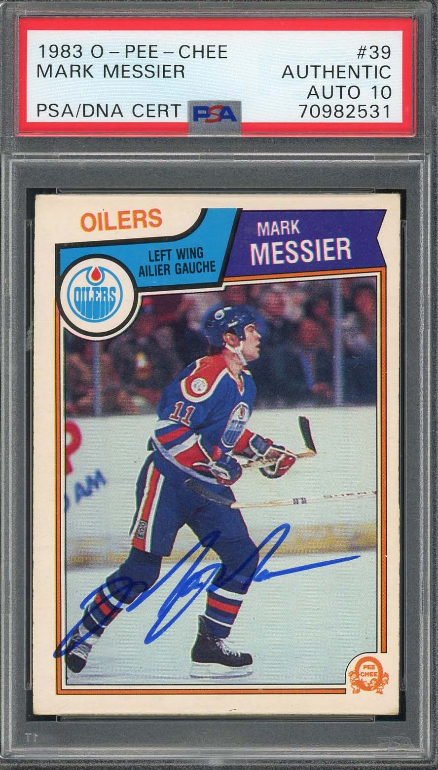 Mark Messier 1983 O-Pee-Chee Signed Hockey Card #39 Auto Graded PSA 10 70982531
