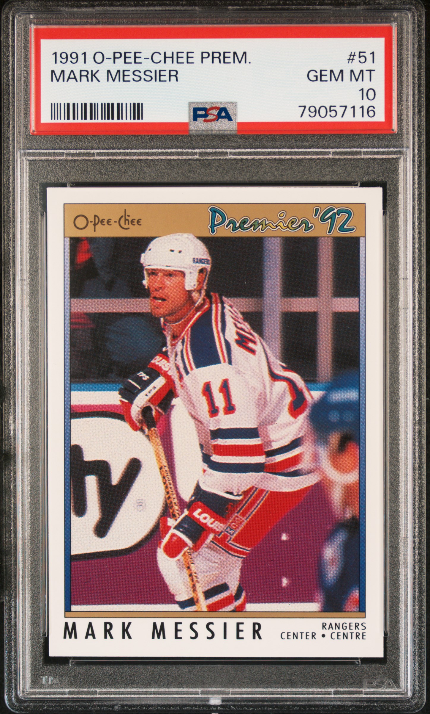 Mark Messier 1991 O-Pee-Chee Premier Hockey Card #51 Graded PSA 10