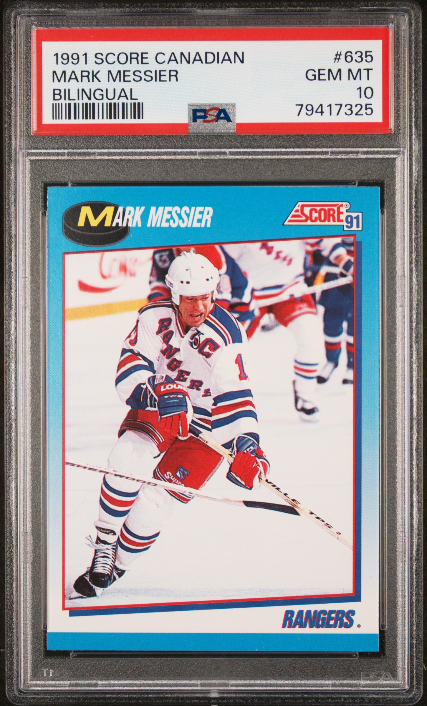 Mark Messier 1991 Score Canadian Bilingual Hockey Card #635 Graded PSA 10