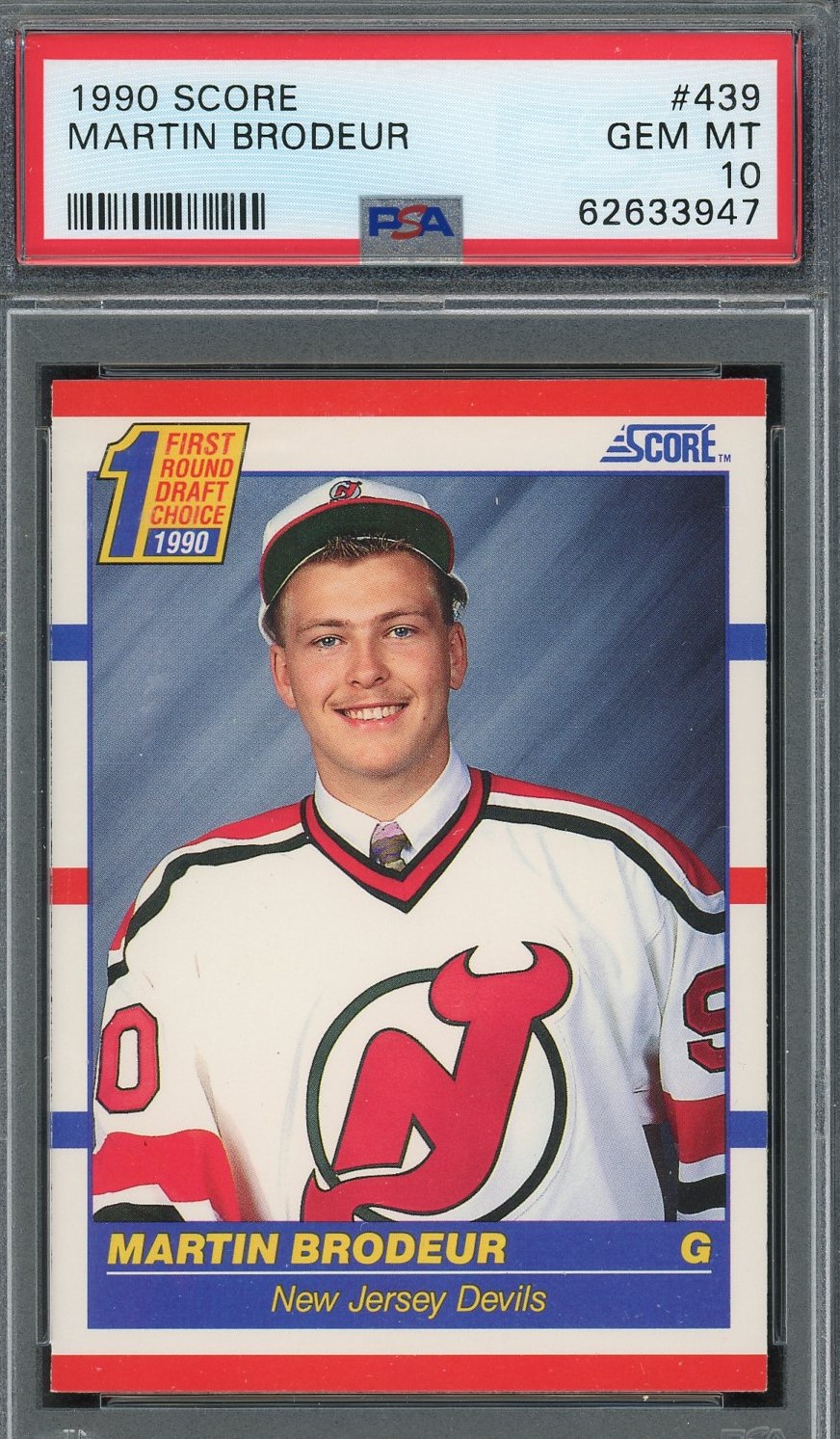 Martin Brodeur 1990 Score Hockey Rookie Card #439 Graded PSA 10