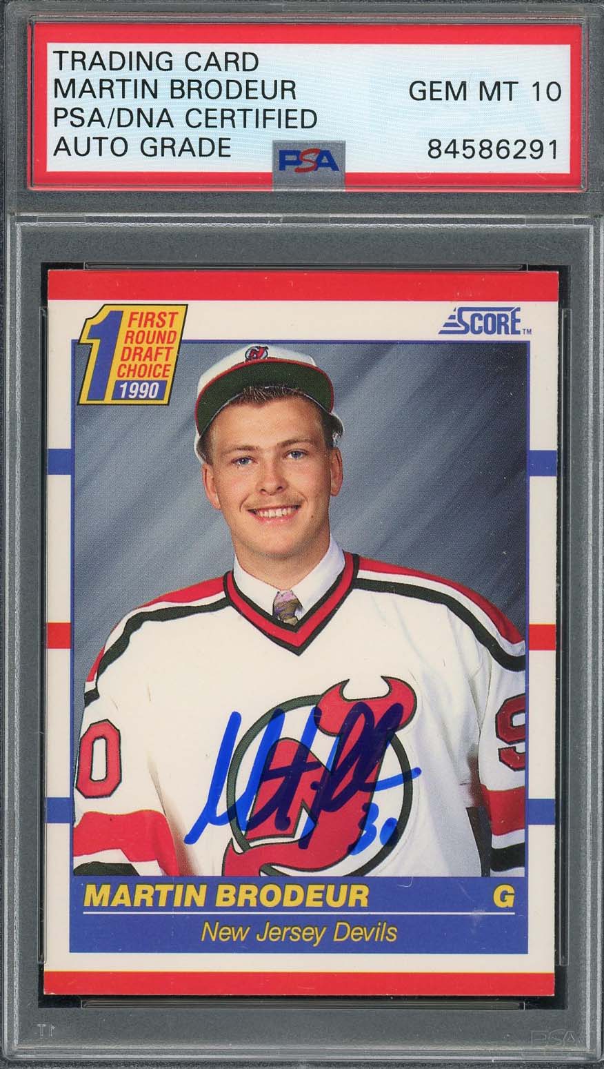 Martin Brodeur Autographed 1990 Score Signed Hockey Rookie Card #439 PSA Auto 10 Martin Brodeur Autographed 1990 Score Signed Hockey Rookie Card #439 PSA Auto 10