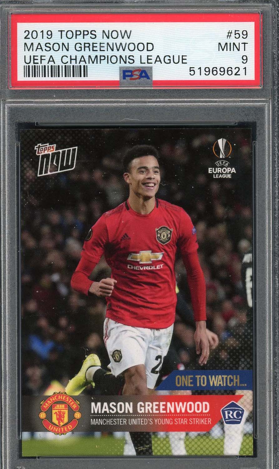 Mason Greenwood 2019 Topps Now UEFA Champions League Rookie Card #59 PSA 9 Mason Greenwood 2019 Topps Now UEFA Champions League Rookie Card #59 PSA 9