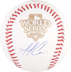 Matt Cain Signed 2010 World Series Baseball MLB COA