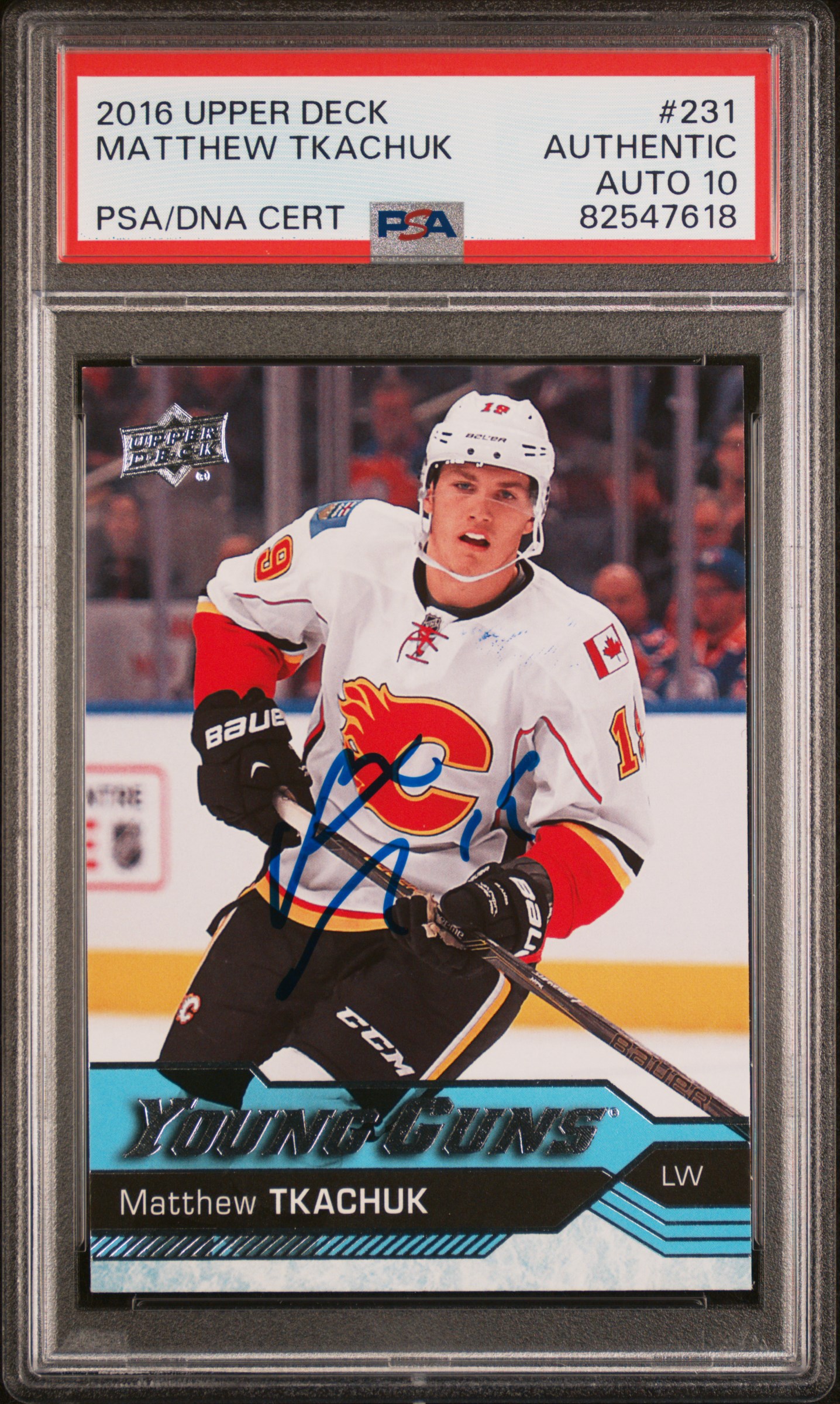 Matthew Tkachuk 2016 Upper Deck Signed Rookie Card #231 Auto Graded PSA 10 47618