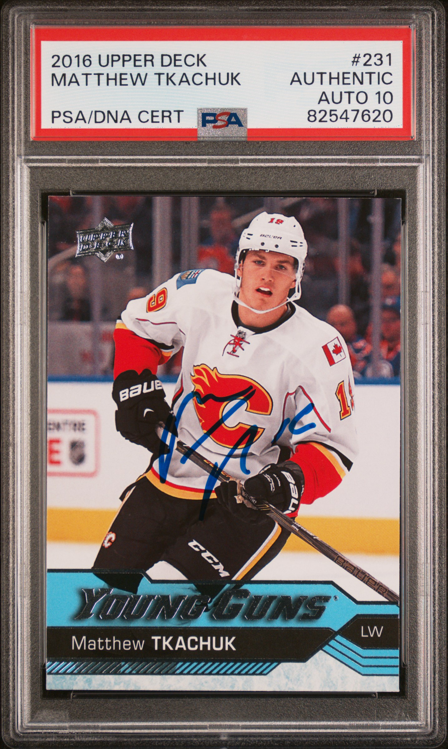 Matthew Tkachuk 2016 Upper Deck Signed Rookie Card #231 Auto Graded PSA 10 47620
