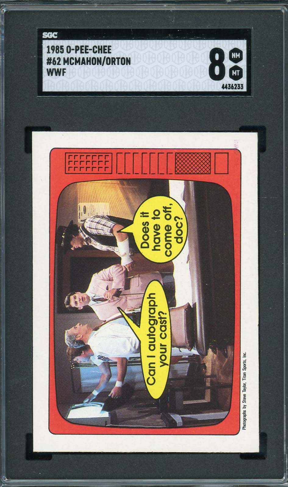 Vince McMahon Randy Orton 1985 O-PEE-CHEE WWE Card #62 Graded SGC 8 Vince McMahon Randy Orton 1985 O-PEE-CHEE WWE Card #62 Graded SGC 8