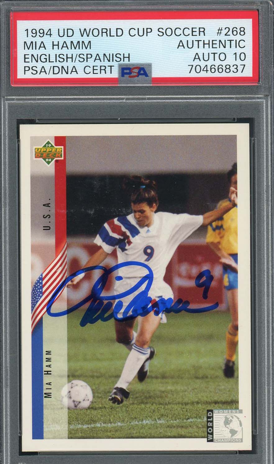 Mia Hamm 1994 Upper Deck World Cup Signed Rookie Card #268 Auto PSA 10 70466837