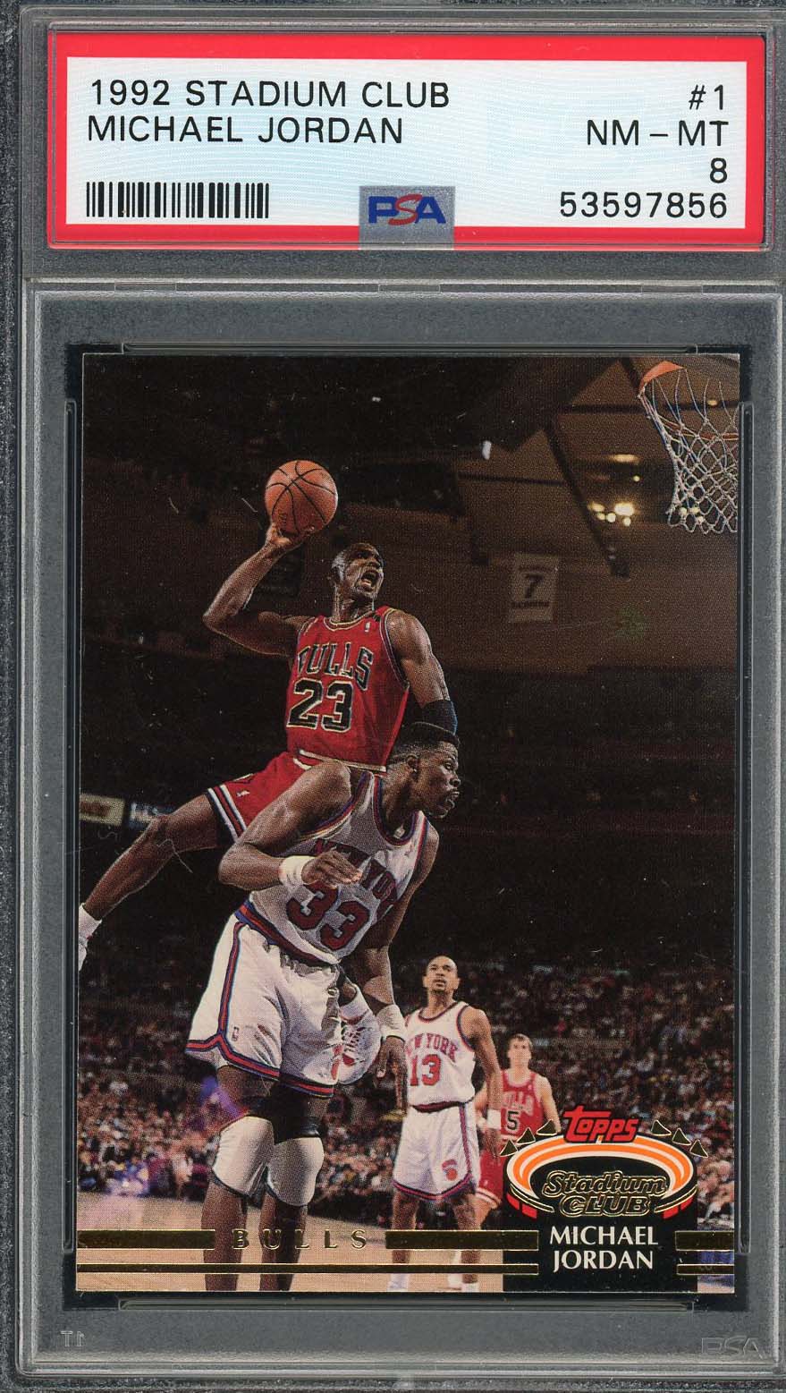 Michael Jordan 1992 Stadium Club Basketball Card #1 Graded PSA 8