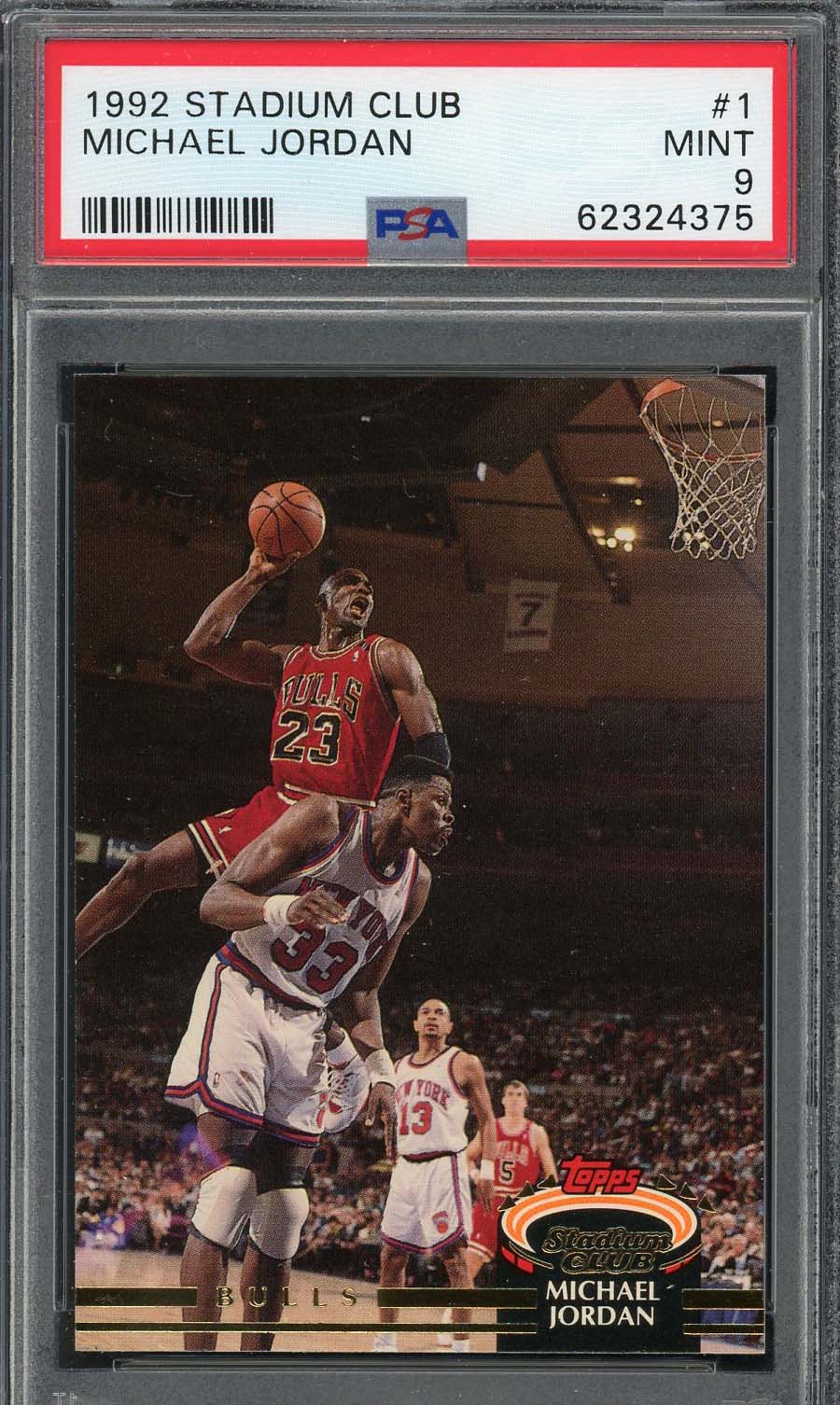 Michael Jordan 1992 Stadium Club Basketball Card #1 Graded PSA 9