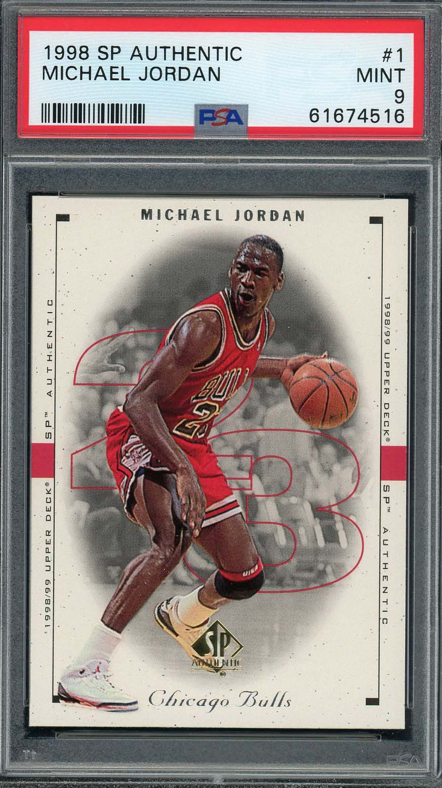 Michael Jordan 1998 Upper Deck SP Authentic Basketball Card #1 Graded PSA 9