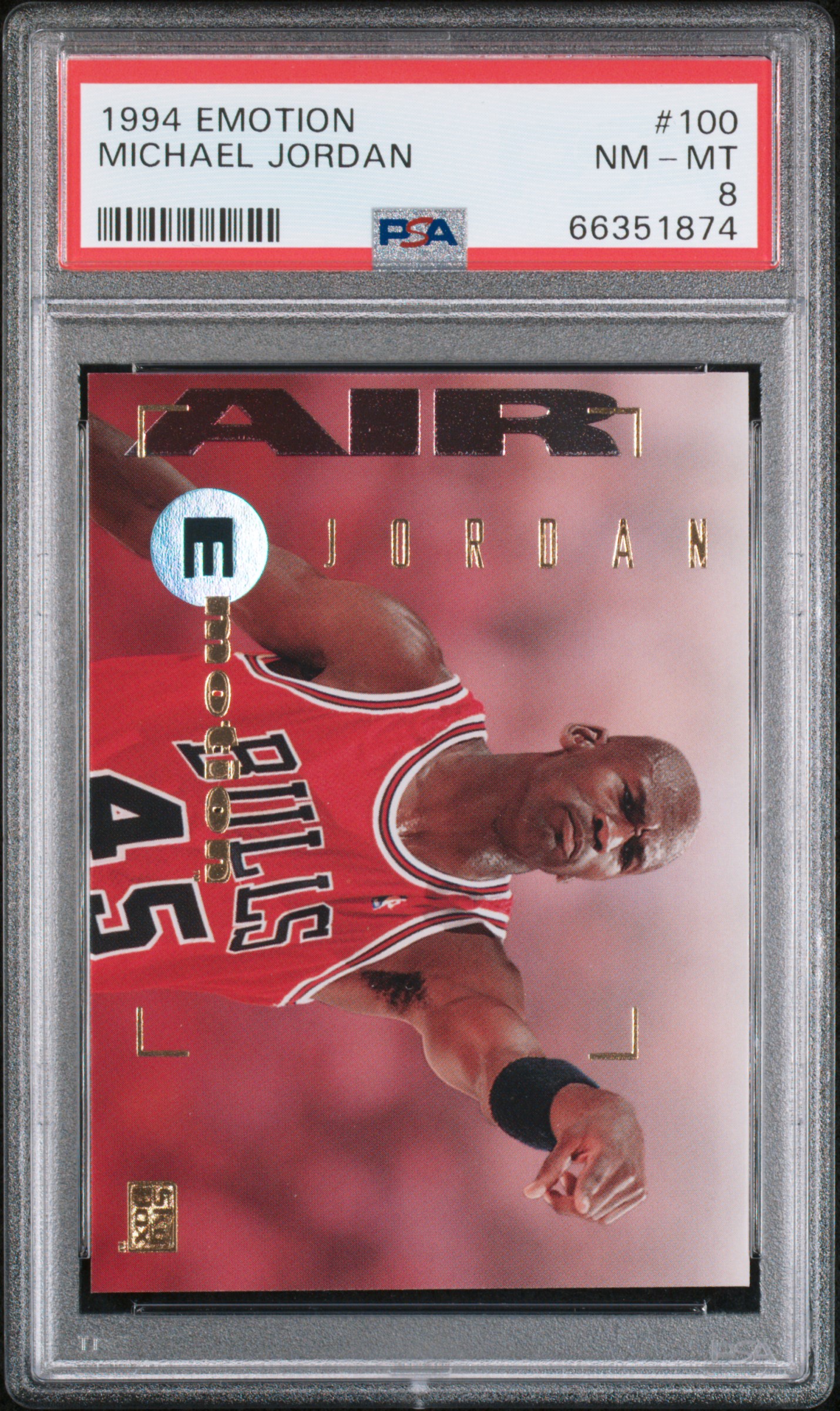 Michael Jordan 1994 Emotion Basketball Card #100 Graded PSA 8