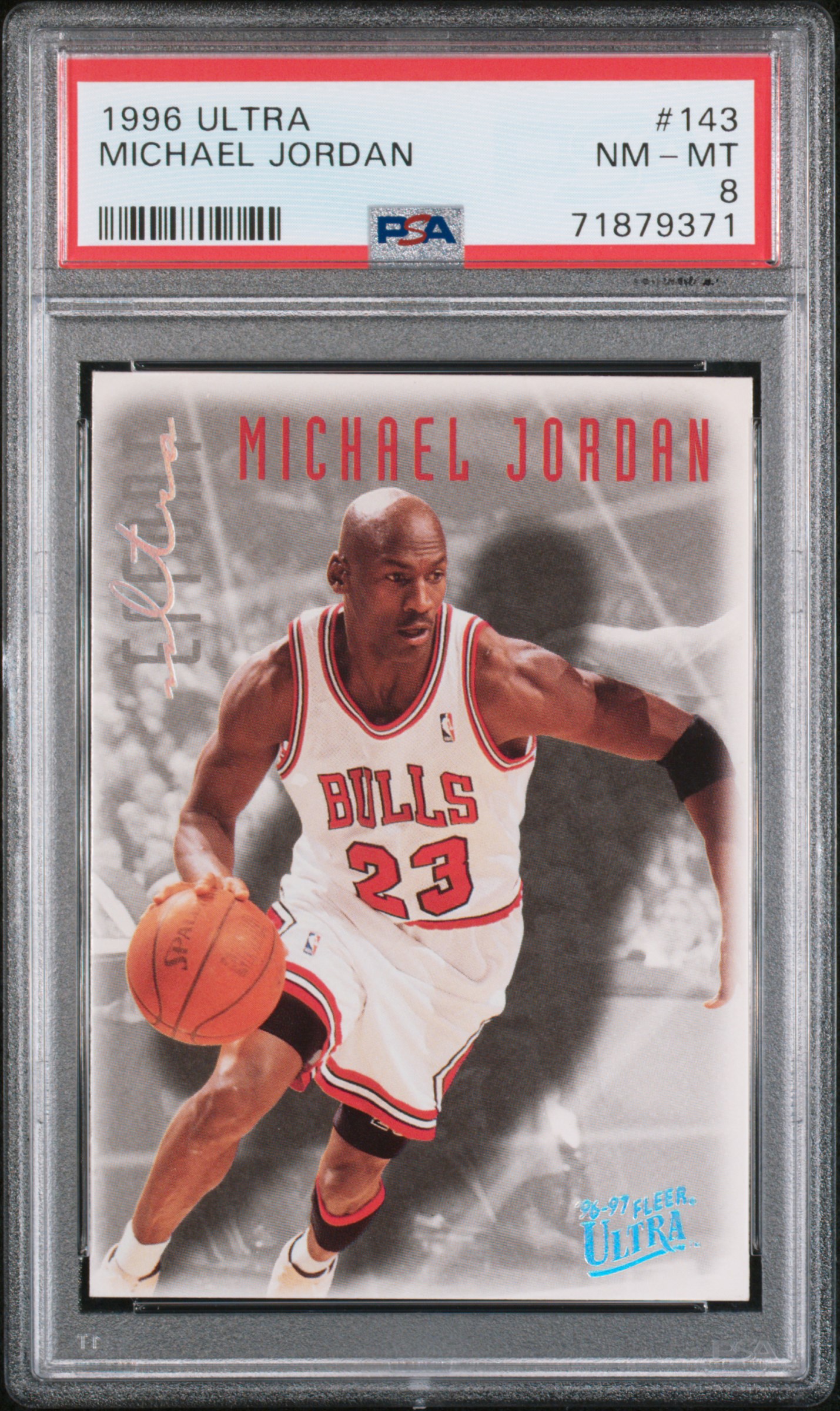 Michael Jordan 1996 Fleer Ultra Basketball Card #143 Graded PSA 8